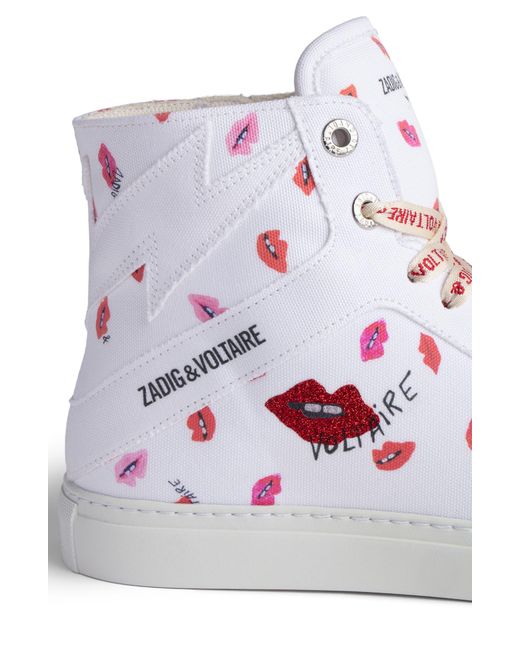 Zadig & Voltaire Flash Lips High Top Canvas Sneaker in White Lyst