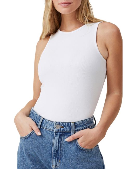 Cotton On White The One Variegated Rib Racerback Tank