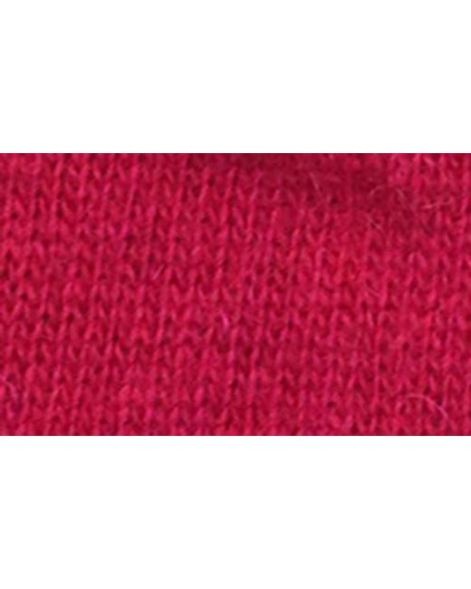 Portolano Red Wool Blend Gloves With Faux Fur Trim
