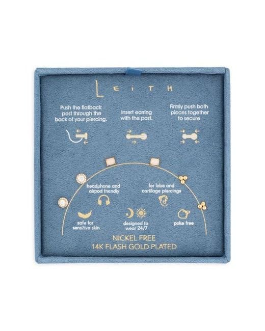 Leith White 3-Pack Cz & Opal Assorted Flatback Stud Earrings
