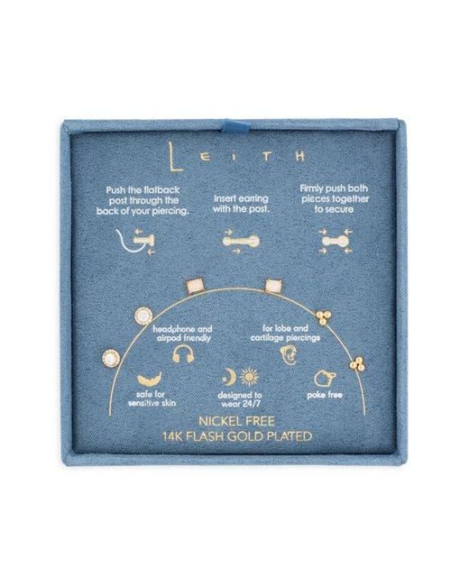 Leith White 3-Pack Cz & Opal Assorted Flatback Stud Earrings