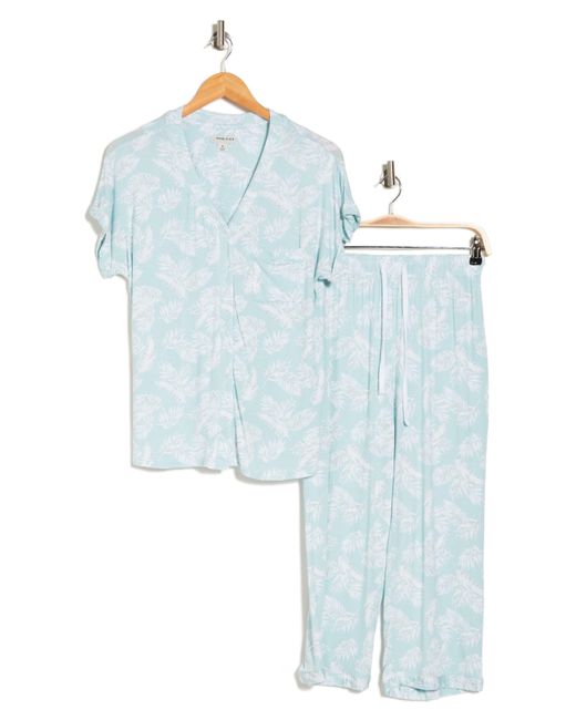 Anne Klein White Contrast Trim Capri Pajamas