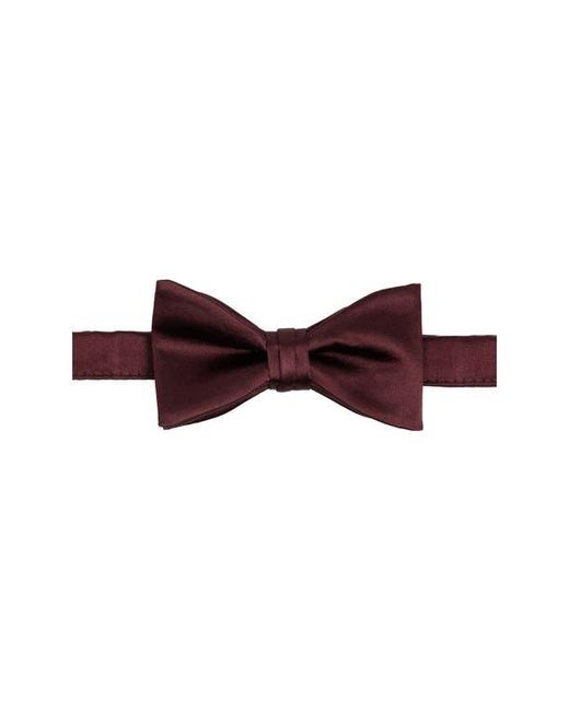 Con.struct Brown Solid Satin Pre-Tied Bow Tie for men
