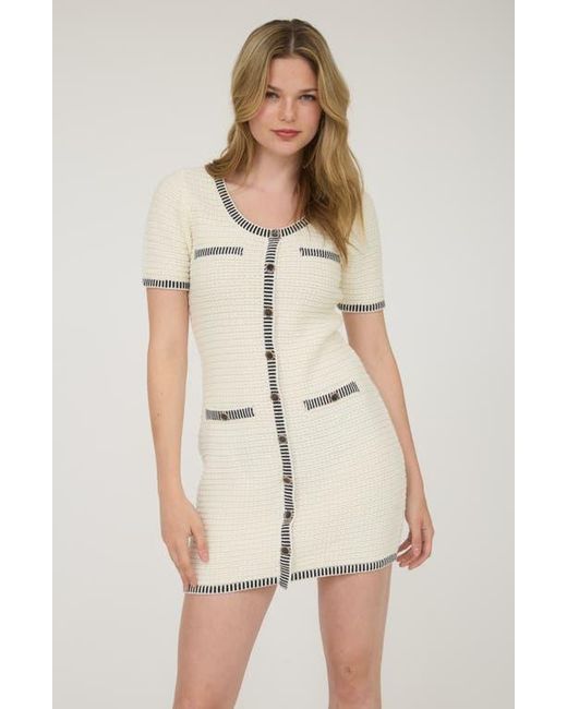 AUGUST SKY Natural Stripe Short Sleeve Minidress