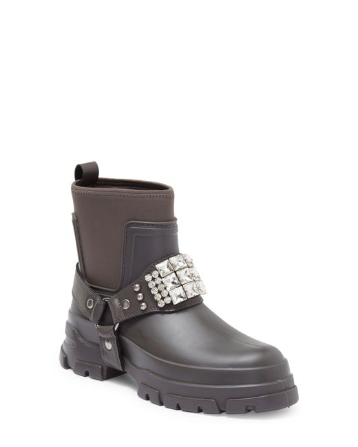 Karl Lagerfeld Rylie Crystal Studded Lug Boot in Gray | Lyst