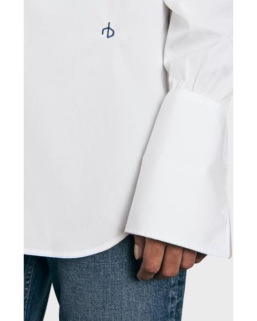 Rag & Bone White Diana Cotton Poplin Button-Up Shirt