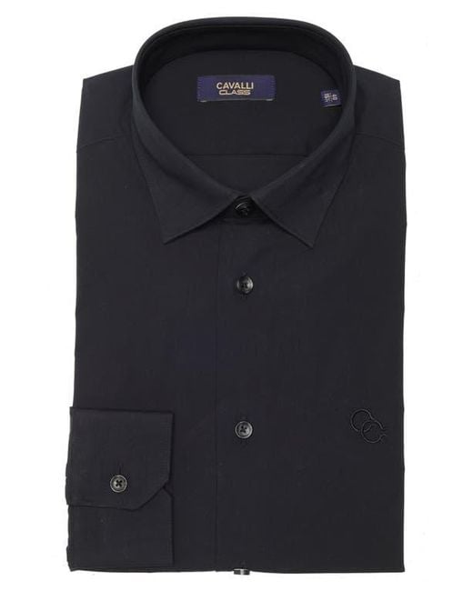 Roberto Cavalli Gray Slim Fit Cotton Dress Shirt for men