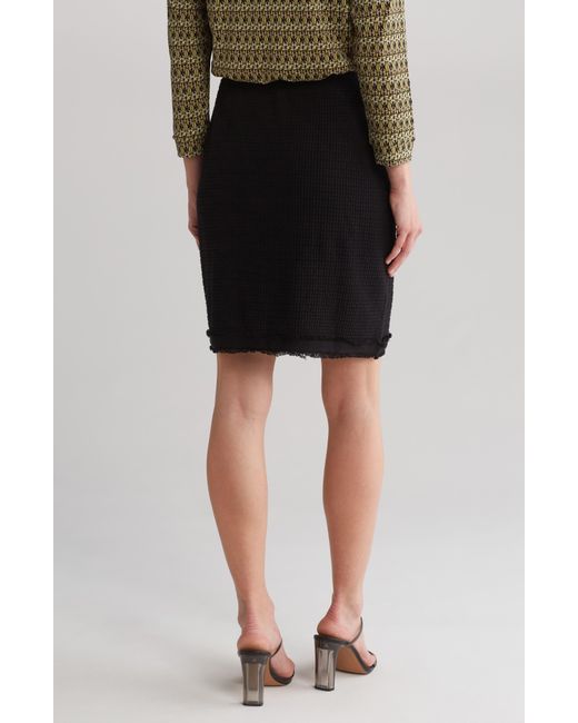 Adrianna Papell Black Fringe Trim Tweed Miniskirt