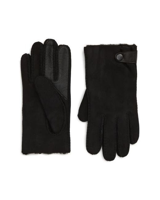 Ugg Black Genuine Shearling Lined Leather Tech Gloves for men