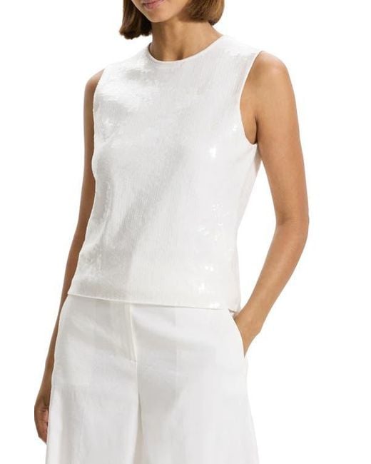 Theory White Sequin Shell
