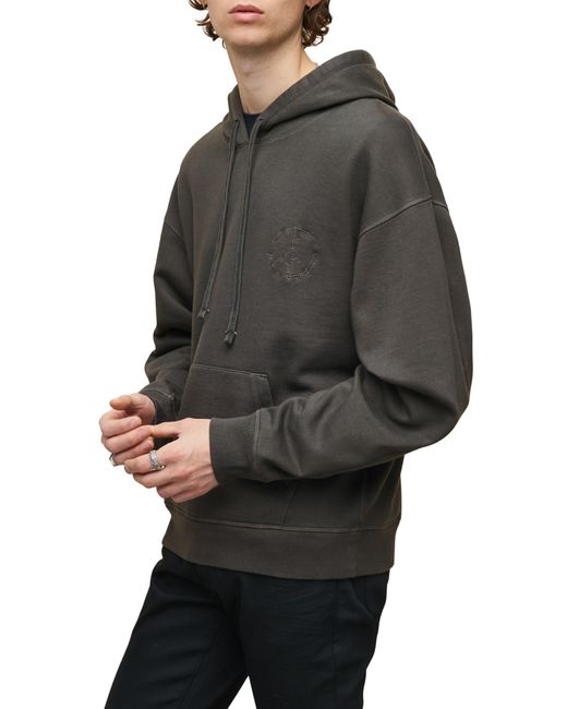 John Varvatos Black Relaxed Embroidered Barbed Wire Hoodie for men