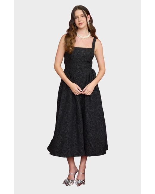 Blu Pepper Black Floral Midi Dress