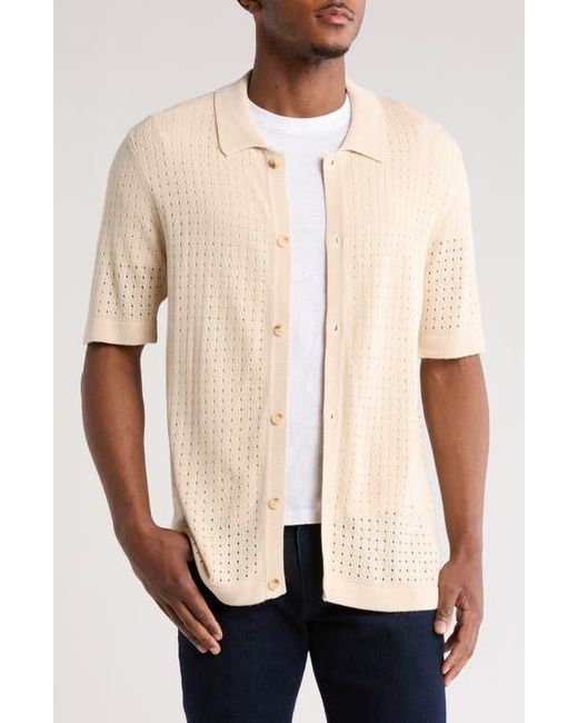 Truth Natural Short Sleeve Open Knit Button-Up Shirt for men