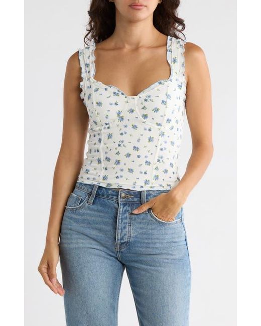 Madden Girl Blue Ruffle Trim Rib Tank Top