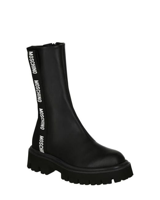 Moschino Black Leather Boot