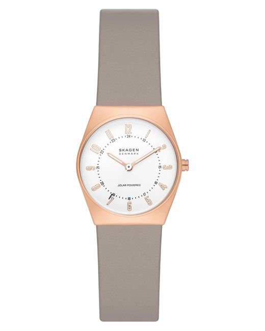 Skagen Grenen Lille Solar Powered Leather Strap Watch in White Lyst