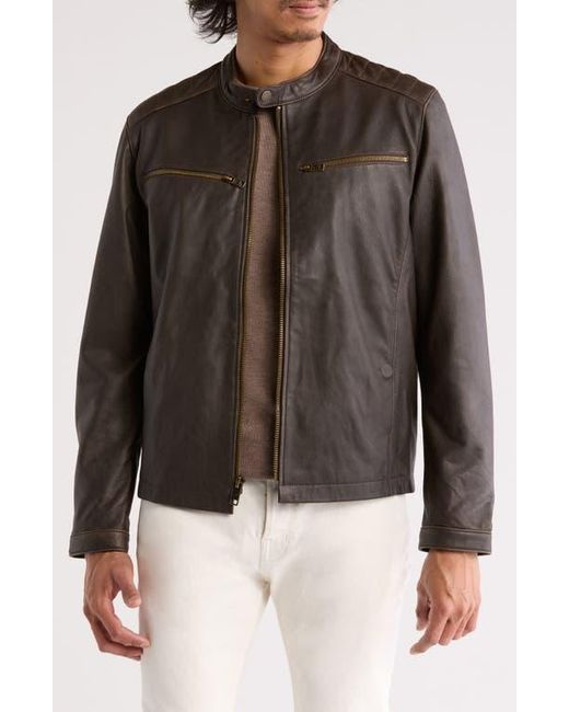 Frye Black Cafe Racer Leather Jacket for men