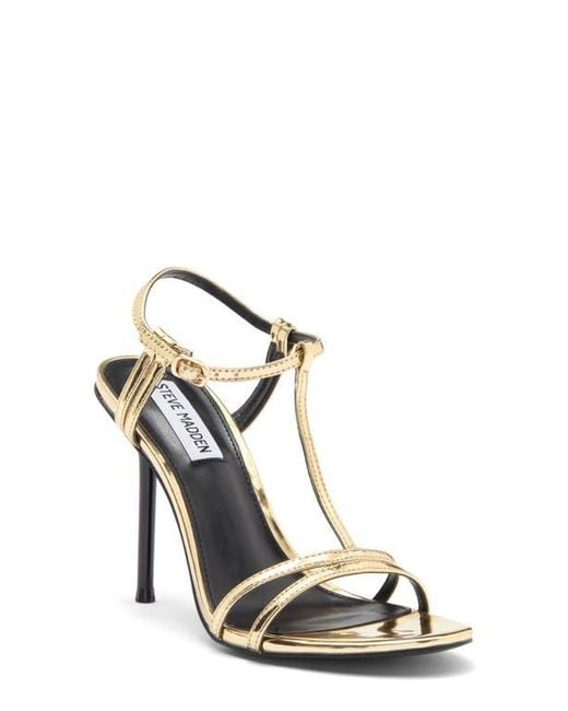 Steve Madden Deeva T-Strap Sandal in Metallic | Lyst
