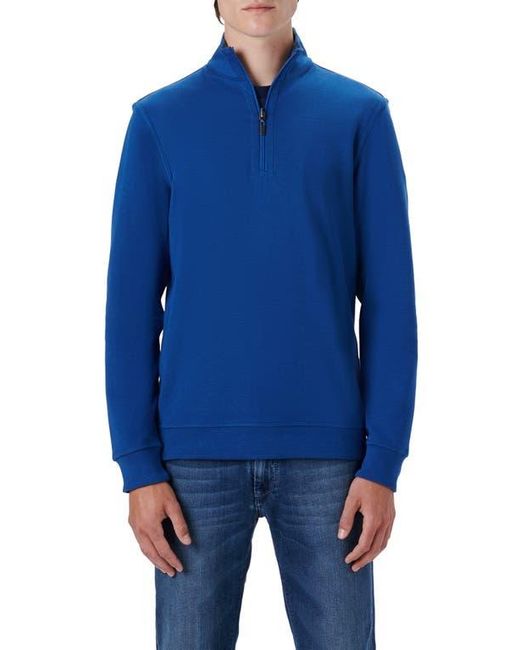 Bugatchi Blue Reversible Knit Quarter Zip Pullover for men