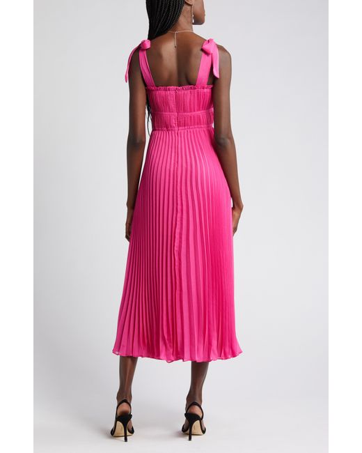 Adelyn Rae Pink Bianca Pleated Organza Midi Dress
