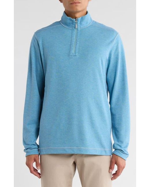 Nicoby Green Mélange Reversible Quarter Zip Sweatshirt for men
