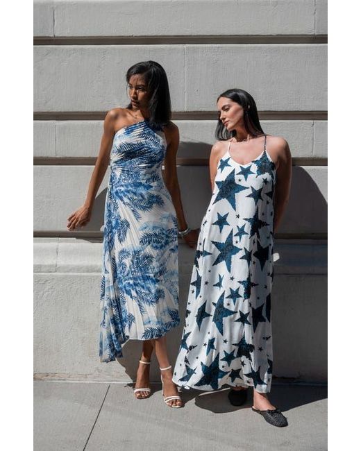 Nicole Miller One Shoulder Pleat Dress in Blue | Lyst Nicole Miller One Shoulder Pleat Dress in Blue | Lyst