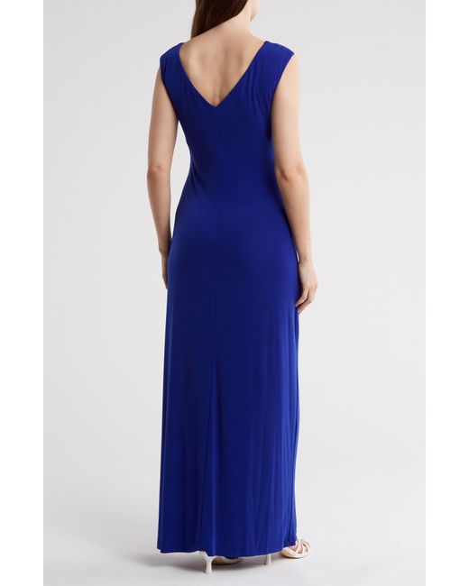 Connected Apparel Blue Cutout Gown
