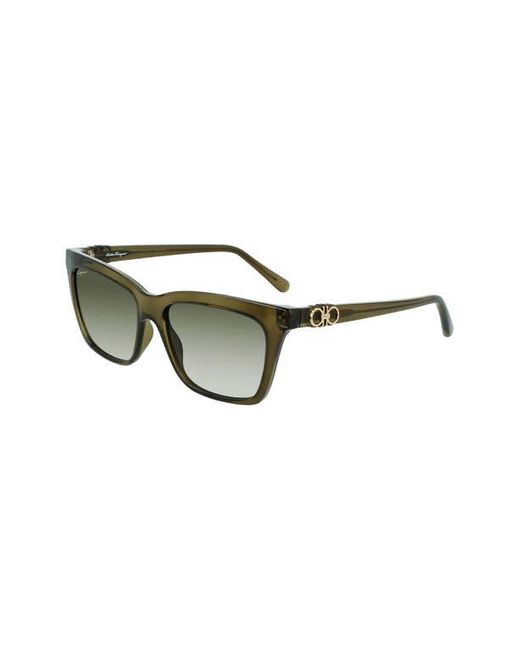 Ferragamo Green Gancini 54Mm Rectangular Sunglasses