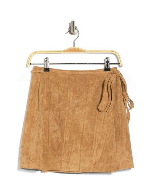 Blank NYC Natural Faux Suede Wrap Miniskirt