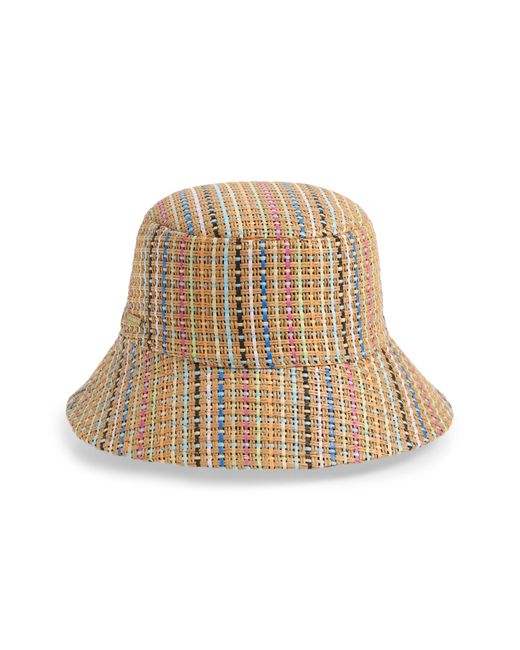 Vince Camuto Natural Print Straw Bucket Hat