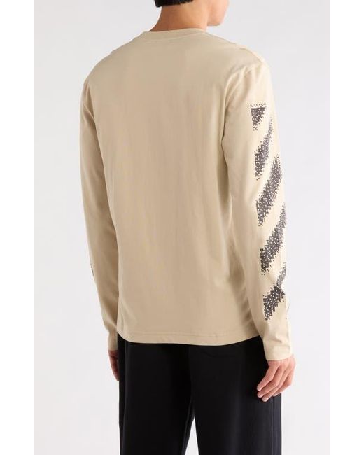 Off-White c/o Virgil Abloh Natural Pixel Diagonal Skate Long Sleeve T-Shirt for men
