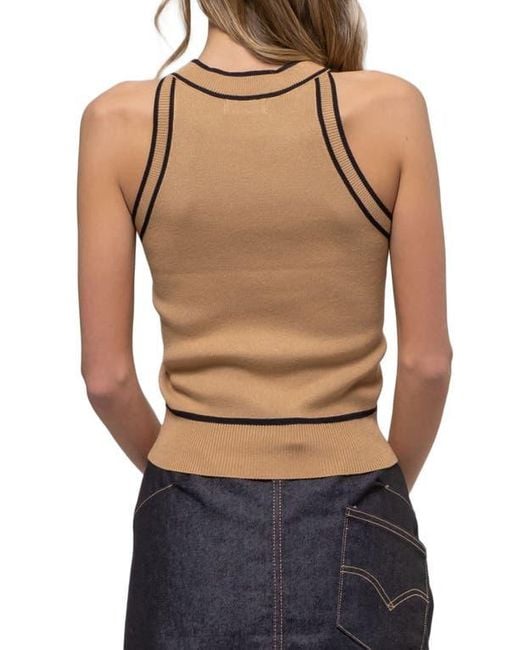 Blu Pepper Blue Contrast Knit Tank