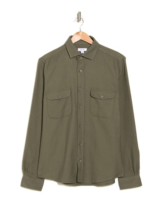 Reiss Green Burley Cotton Blend Button-up Shirt for men