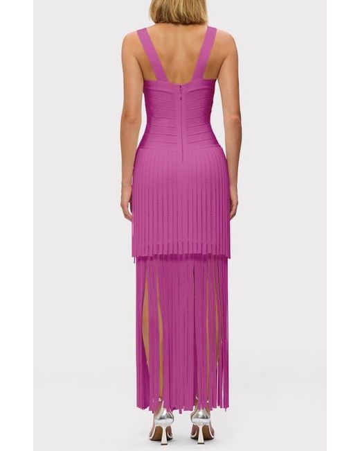Hervé Léger Pink The Vivienne Fringe Gown