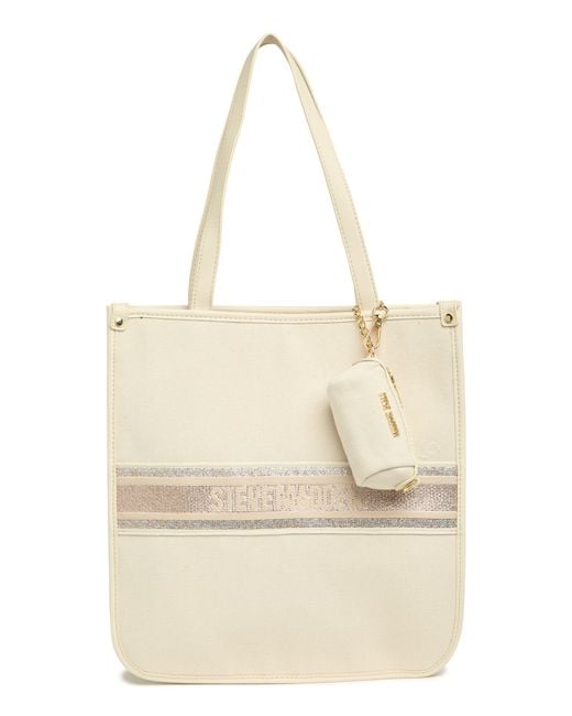 Steve Madden Natural City Canvas Tote With Removable Pouch