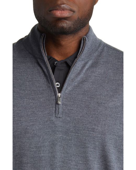 Peter Millar Gray Autumn Crest Quarter Zip Vest for men