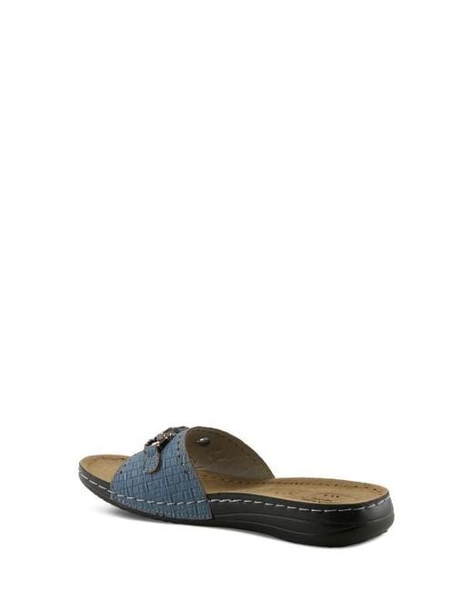 Flexus by Spring Step Blue Enamel Bit Slide Sandal