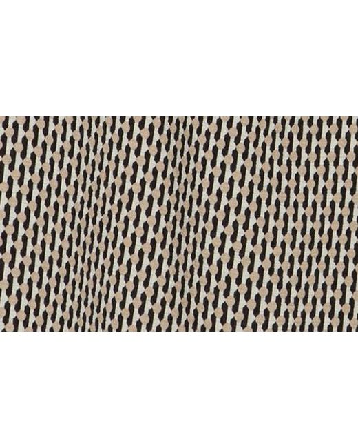 Max Studio Brown Split Neck Long Sleeve Crepe Top