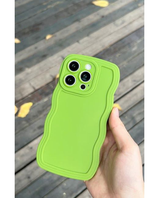 Auramma Green Solid Wavy Bumper Iphone 14 Pro Max Case