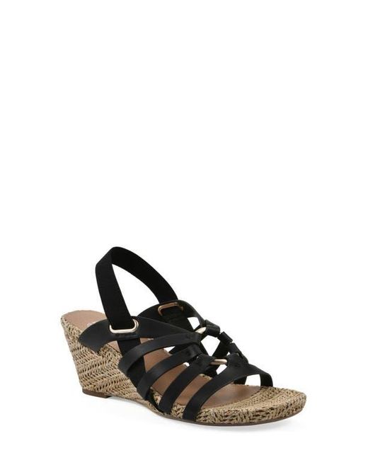 White Mountain Black Ataps Wedge Slingback Sandal
