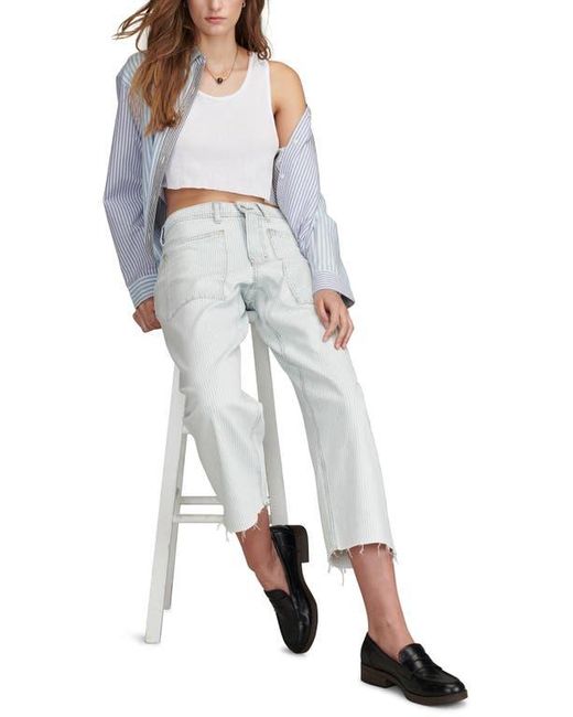 Lucky Brand Blue Stripe High Waist Wide Leg Jeans