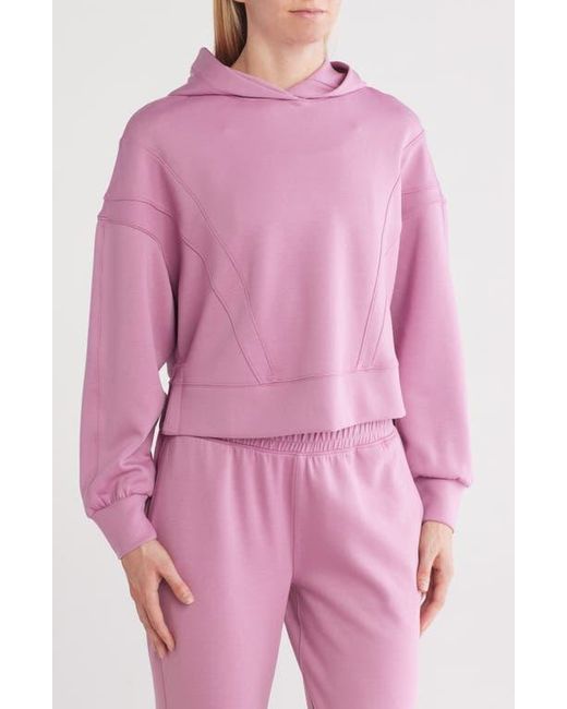 90 Degrees Pink New Flow Scuba Knit Crop Hoodie