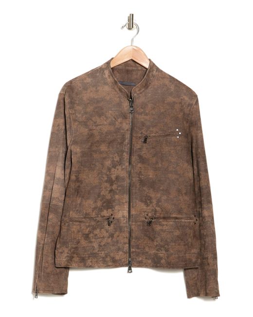John Varvatos Slim Fit Leather Jacket In Soil At Nordstrom Rack in