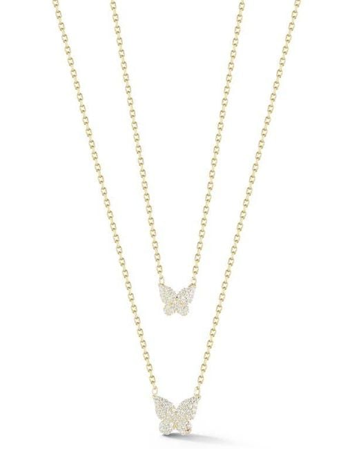 Glaze Jewelry White Pavé Cubic Zirconia Butterfly Pendant Layered Necklace