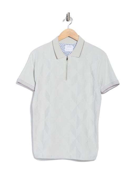 Cactus Man Blue Tipped & Textured Half Zip Polo for men