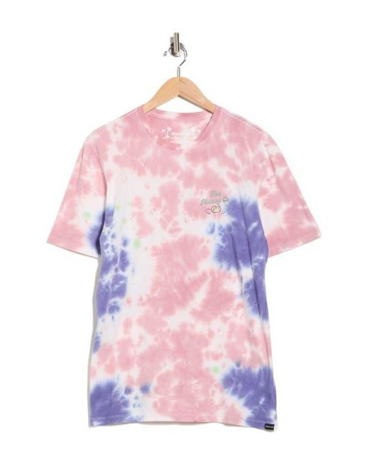 Hurley Pink Tie Dye Bottoms Up Graphic Print T-Shirt for men