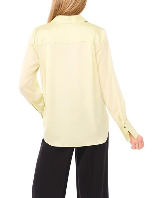 Halogen® Natural Collared Charmeuse Popover Top