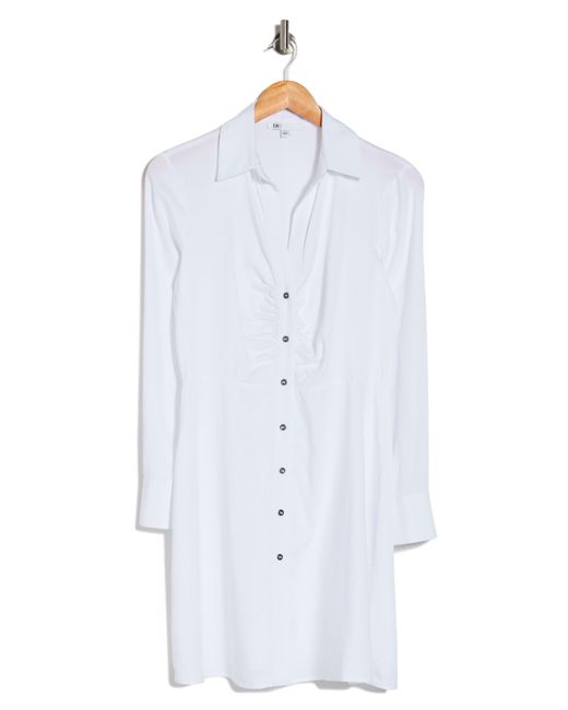 DR2 by Daniel Rainn White Cinch Front ® Lyocell Shirtdress