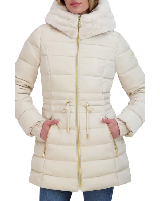 Laundry by Shelli Segal Faux Fur Trim Hooded Puffer Jacket in