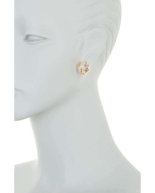 Anne Klein Metallic Crystal Pavé Layered Clip Earrings